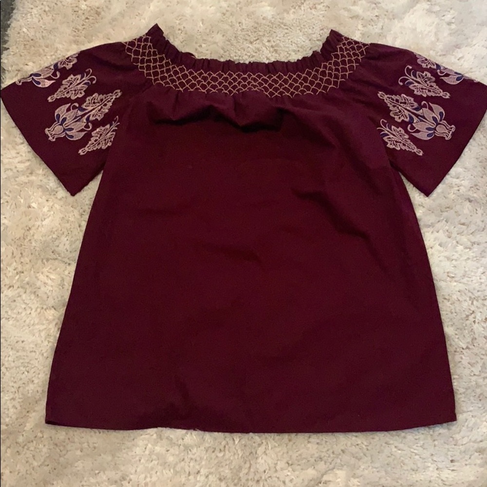 Burgundy off the shoulder dress size L